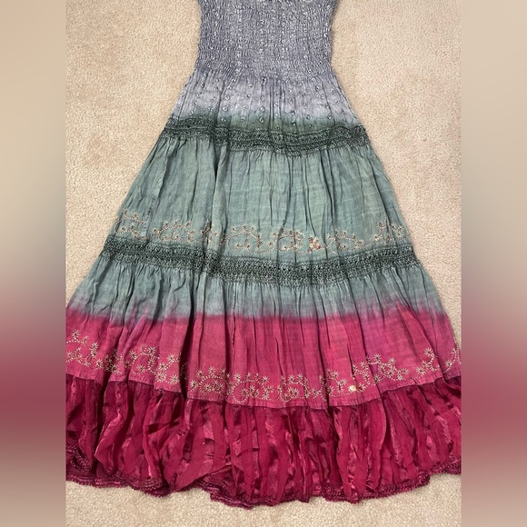 Multicolor Boho Maxi Dress w/ Ruffle Bottom - Picture 5 of 7